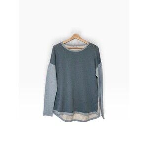 Smartwool Womens M Shadow Pine Colorblock Sweater in Mist Blue/Twilight Marl